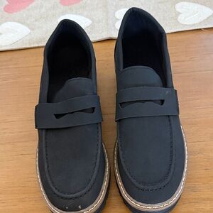 Black Loafers with Tan Stitching